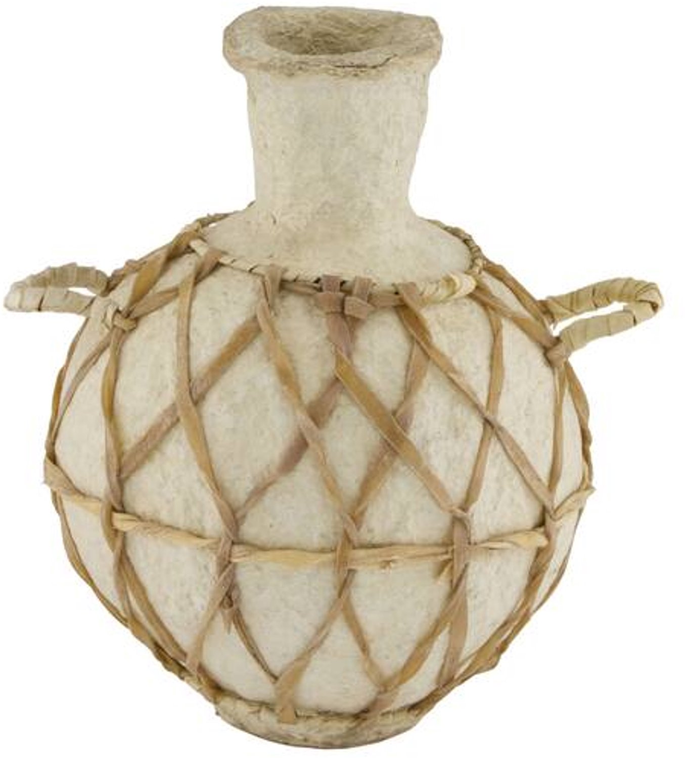 Youna Label Vaas met Handvat - Papier-maché - Crème - 32 cm Beige