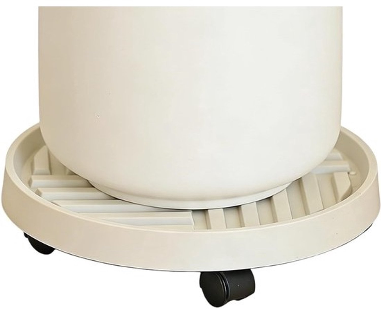 Plantenstandaard Wielen - Bloemenkar Bak - Planten Verplaatsen - Vergrendelbare Casters - 21x21x6 cm - Wit