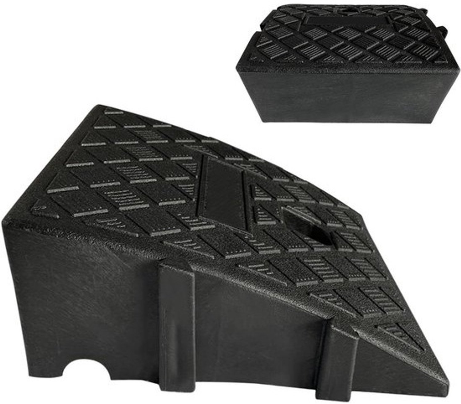 Oprijplaten Set - Stoeprandhelling Rubber - Drempels Overbruggen - Antislip Textuur - 7 cm Hoog - Zwart