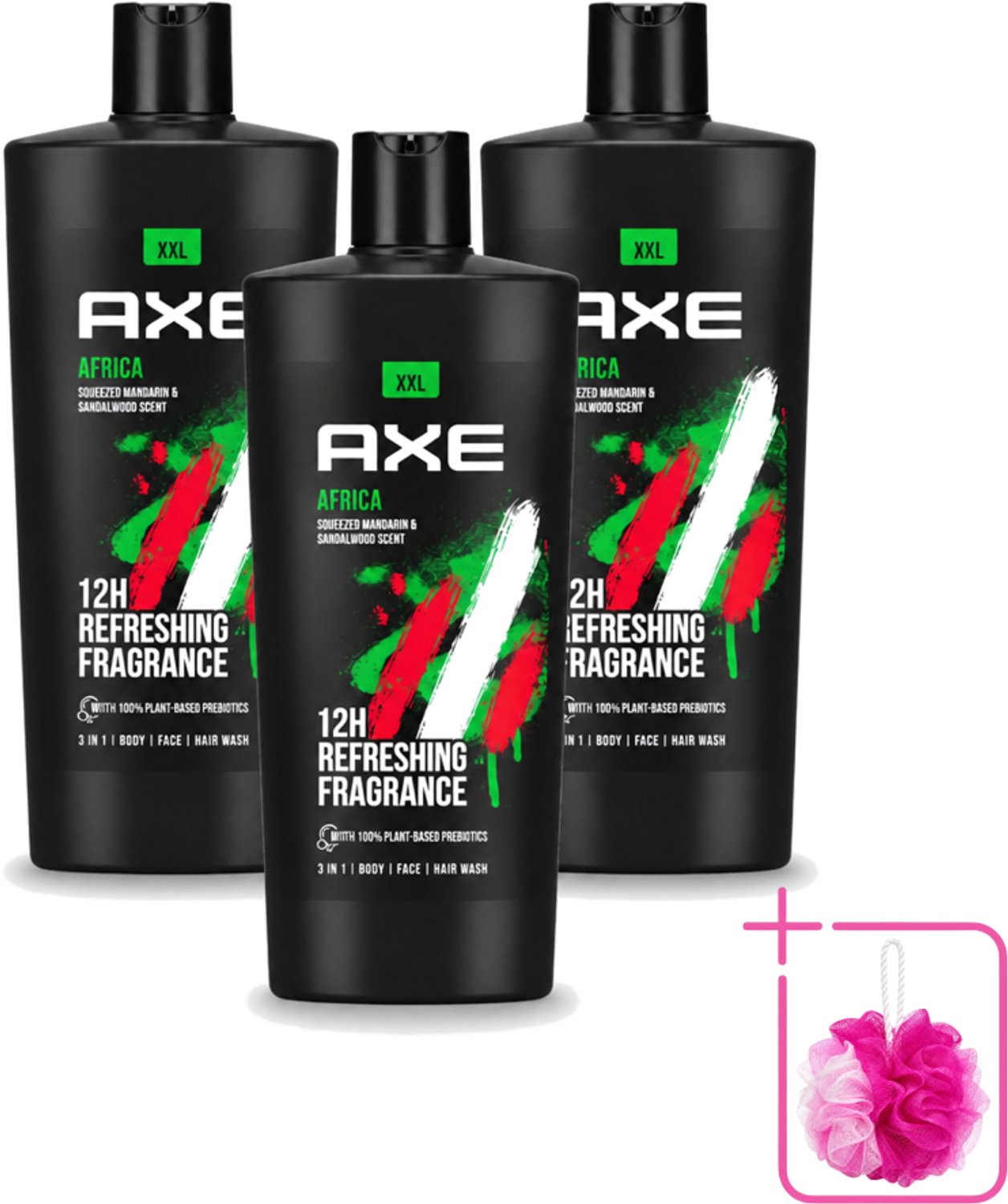 3 x AXE – Douchegel – Africa – 700 ml - Bulkverpakking - Douchegel - Douchemop - Douchegel africa