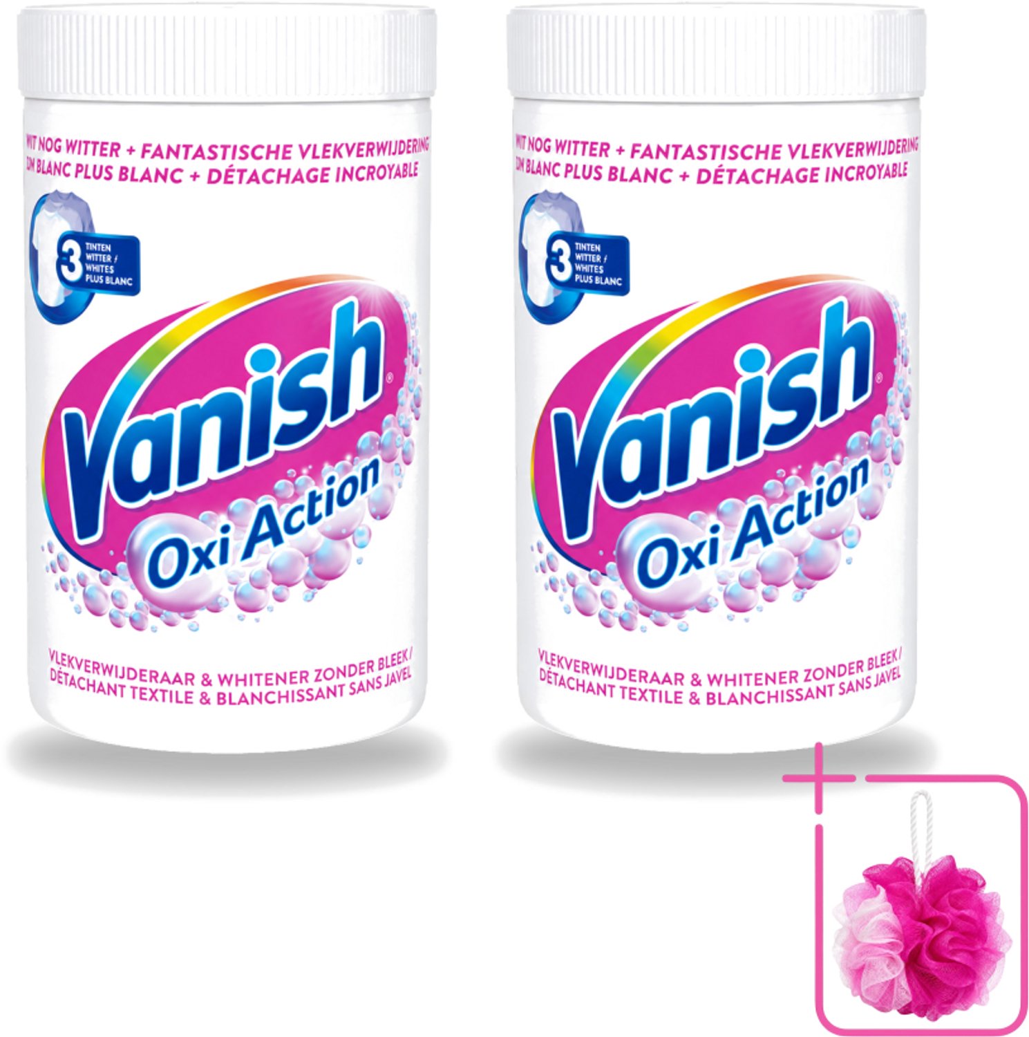 2 x Vanish Oxi Action - Vlekkenverwijderaar Poeder - Zonder Bleek - Witte Was - 1.5 Kg - Bulkverpakking - Vlekverwijderaar - Douchemop - Witte was