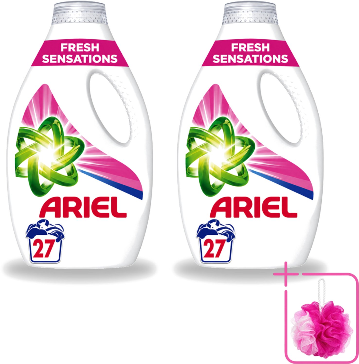 2 x Ariel Original - Fresh Sensations - Vloeibaar Wasmiddel - Witte en Lichtgekleurde Was - 27 Wasbeurten - Bulkverpakking - Vloeibaar wasmiddel - Douchemop - Frisse geur