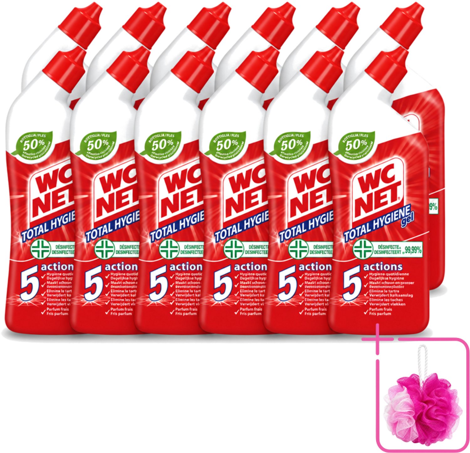 12 x WC Net - Toiletreiniger - Gel - Ontkalkt En Verwijdert Vlekken - 750 ml - Bulkverpakking - WC net - Douchemop - Toilet reinigen