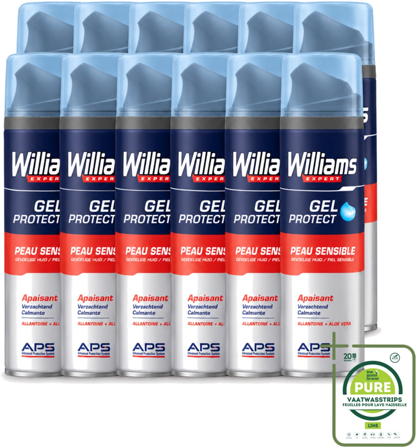 12 x Williams - Expert - Scheergel - Gevoelige Huid- 200 ml - Grootverpakking - Scheergel Voor Gevoelige Huid - Gevoelige Huid Scheerproducten - Beschermende Scheergel - Verzachte Scheergel - Scheren Zonder Irritatie