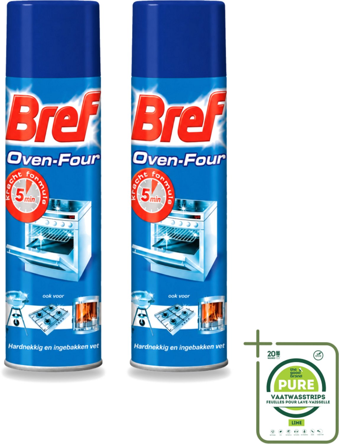 2 x Bref - Oven Spray - Tegen Hardnekkig en Ingebakken Vet - 450 ml - Grootverpakking - Vaatwasstrips - Oven Reinigen - Vet Verwijderen - Oven Reiniger - Keuken Reinigen - Vet Op Kookplaat Verwijderen
