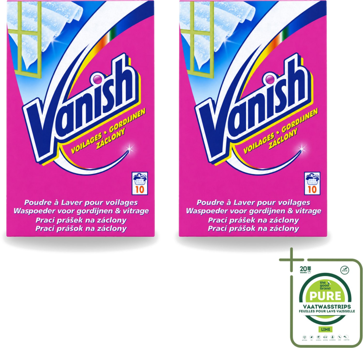 2 x Vanish Gordijnen - Waspoeder - Voor Gordijnen & Vitrage - 10 Wasbeurten - Grootverpakking - Vaatwasstrips - Gordijnen Reinigen - Vitrage Reinigen - Waspoeder Voor Gordijnen - Stof Verwijderen - Vlekken Verwijderen