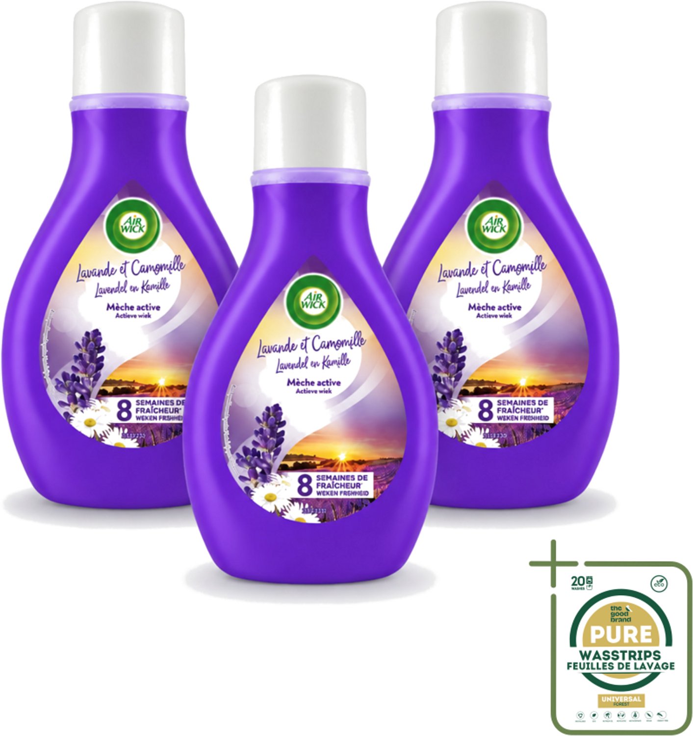 3 x Air Wick - Actieve Wiek Luchtverfrisser - Lavendel & Kamille - 375ml - Actieve Wiek - Geurverspreiding - Lavendel - Kamille - Luchtverfrisser