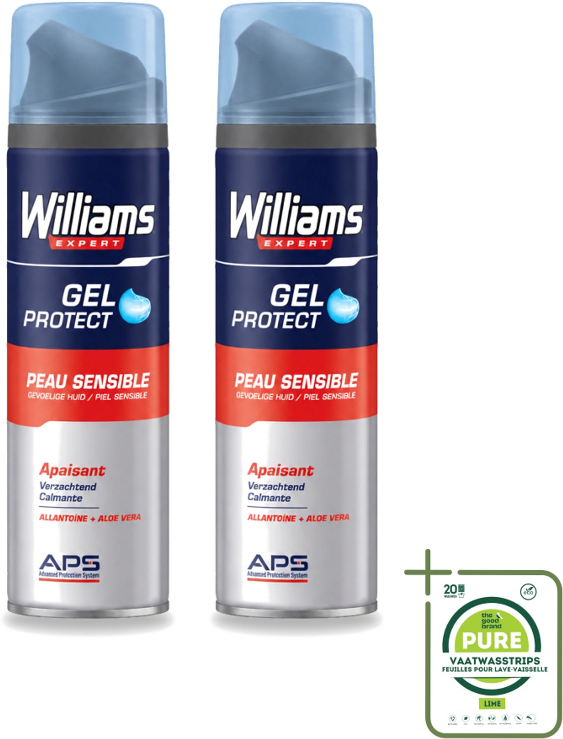 2 x Williams - Expert - Scheergel - Gevoelige Huid- 200 ml - Grootverpakking - Vaatwasstrips - Scheergel Voor Gevoelige Huid - Gevoelige Huid Scheerproducten - Beschermende Scheergel - Verzachte Scheergel - Scheren Zonder Irritatie