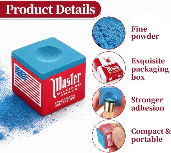 12 stuks biljartkrijt, premium biljartkrijt, blauw, gripverbeterende, antislip, duurzame biljartkrijt - ShopVlot — afbeelding 2