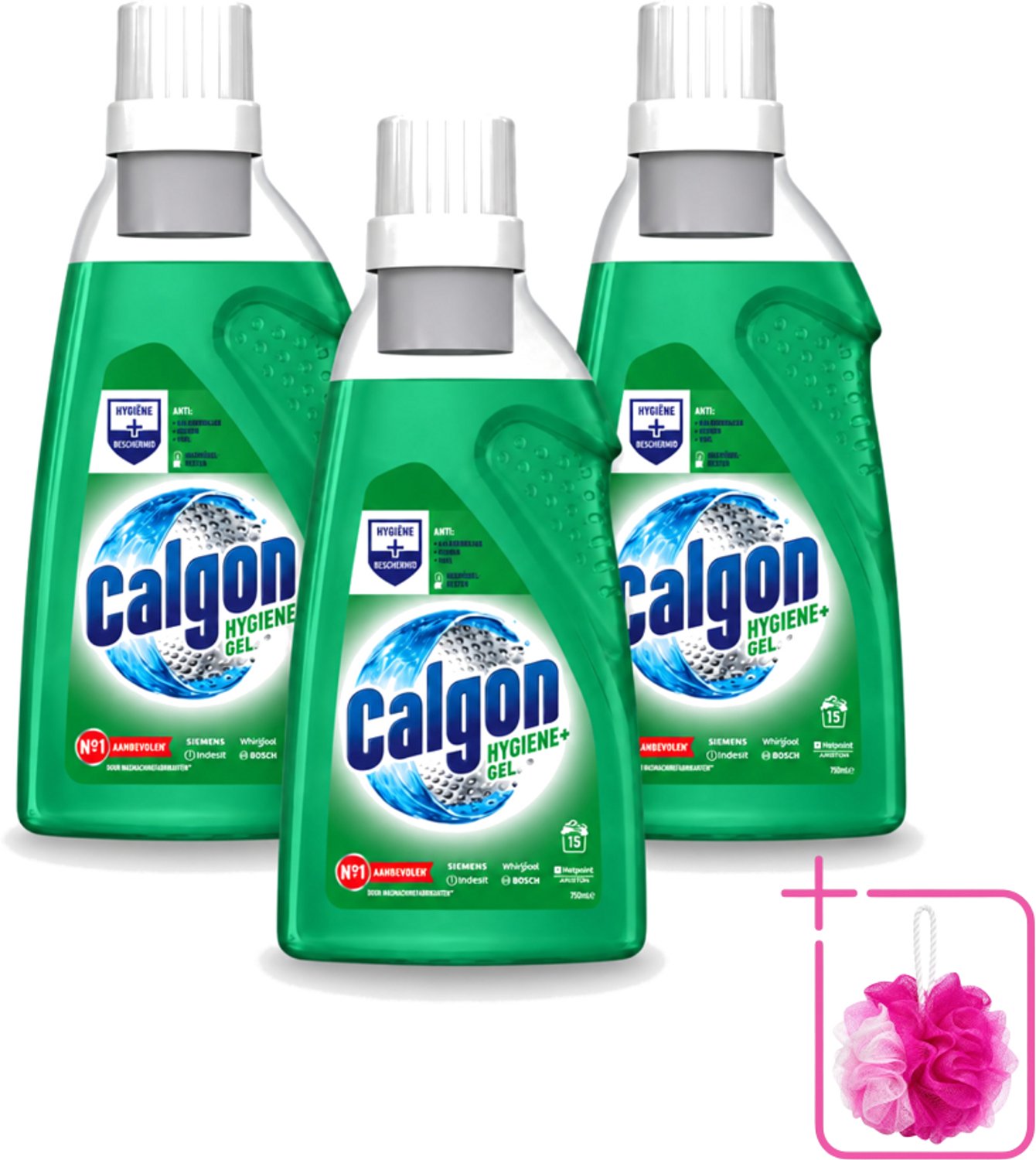 3 x Calgon – Wasmachinereiniger Gel – Hygiene+ – 750 ml - Bulkverpakking - Wasmachinereiniger - Douchemop - Kalkpreventie
