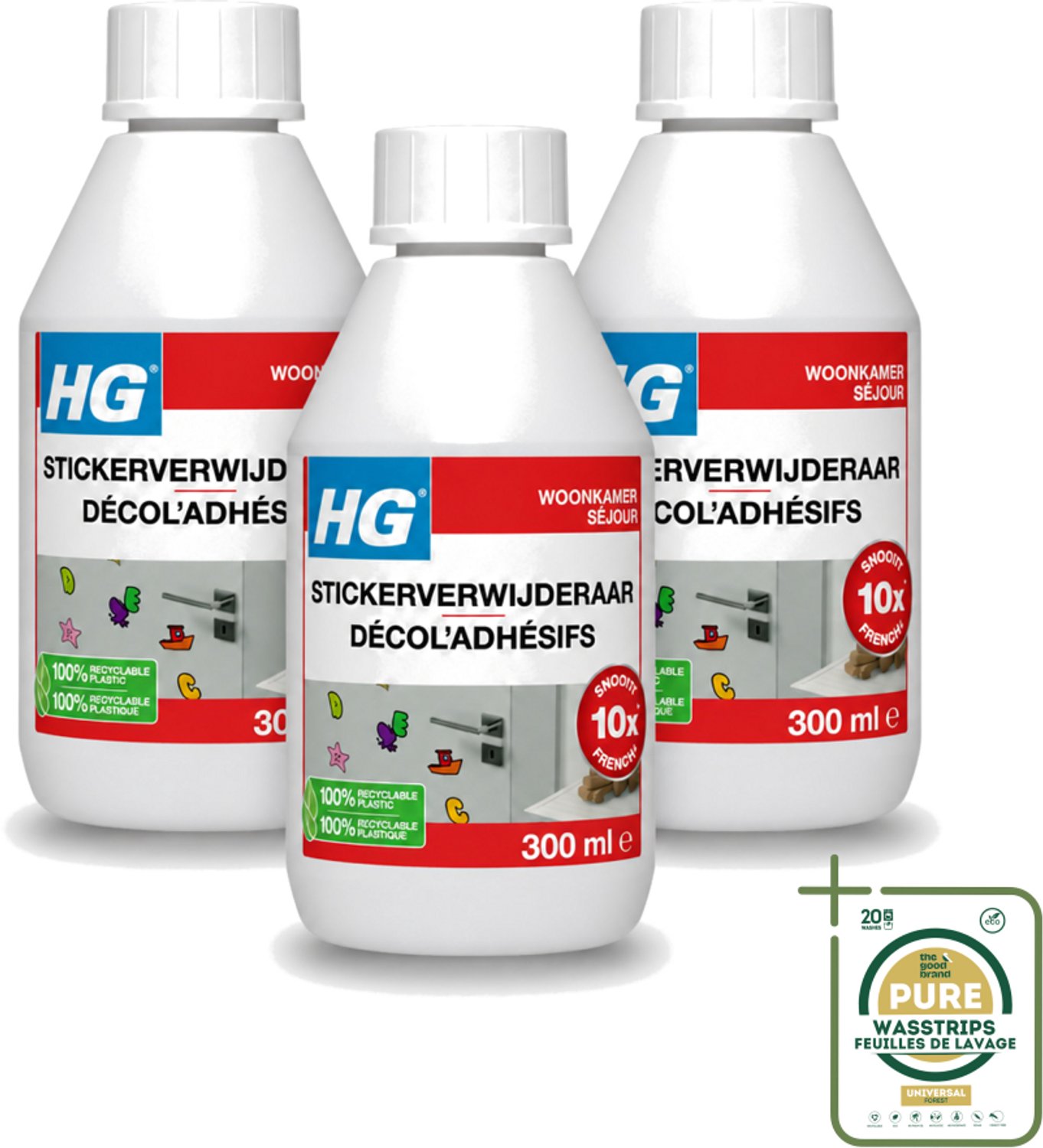 3 x HG - Stickerverwijderaar - Meest Effectief - Verwijdert Eenvoudig - 300 ml - Stickerverwijderaar - Stickerlijm Verwijderen - Hakstrepen Verwijderen - Teerspatten Verwijderen - Smeervlekken Verwijderen