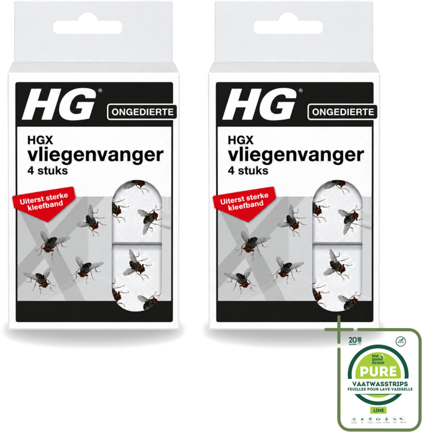 2 x HG X - Vliegenvanger - Uiterst Sterke Kleefband - 4 Vliegenvangers - Grootverpakking - Vaatwasstrips - Vliegenvanger - Kleefband - Vliegen Vangen - Geurloze Kleefband - Veilige Vliegenvanger