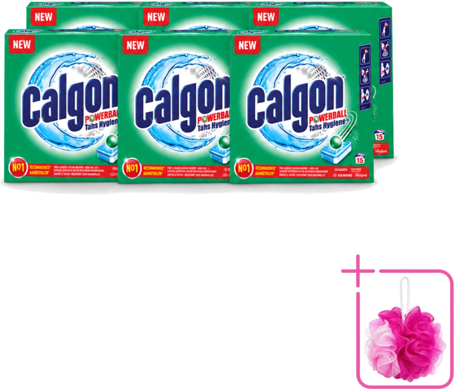 6 x Calgon - Wasmachinereiniger - Tegen Kalk - 15 Tabletten - Bulkverpakking - Wasmachine reinigen - Douchemop - Kalkvoorkomen