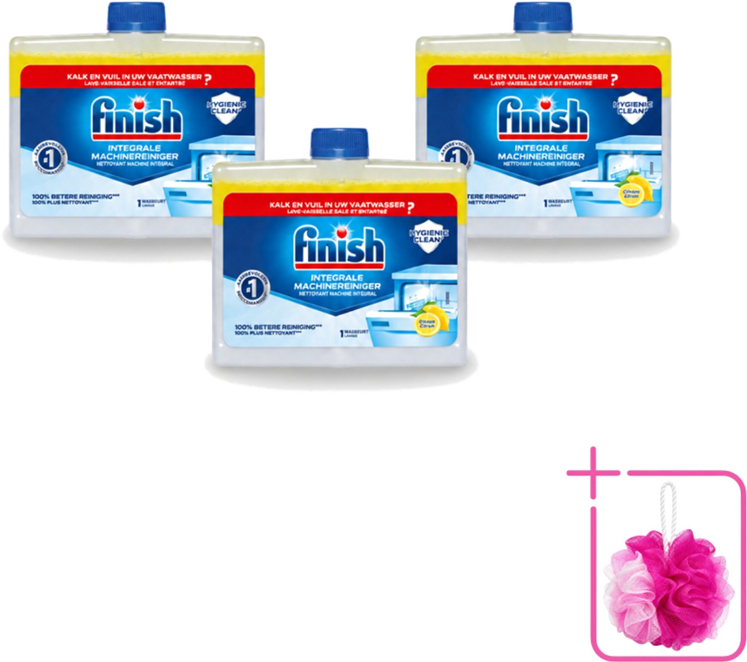 3 x Finish - Integrale Machinereiniger - Hygienic Clean - Anti-Kalk & Anti-Vuil - Citroen - 250ml - Bulkverpakking - Vaatwasmachinereiniger - Douchemop - Vaatwasmachine reinigen