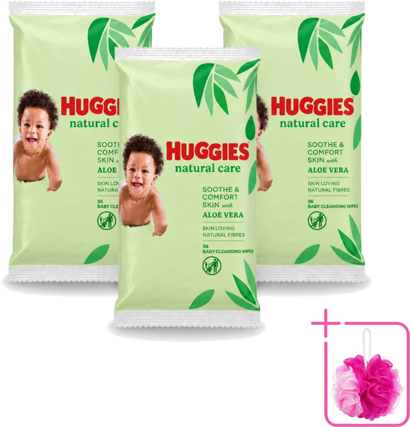 3 x Huggies - Billendoekjes - Huidvriendelijk - Met Aloë Vera - 56 Babydoekjes - Bulkverpakking - Billendoekjes voor baby - Douchemop - Zachte reiniging