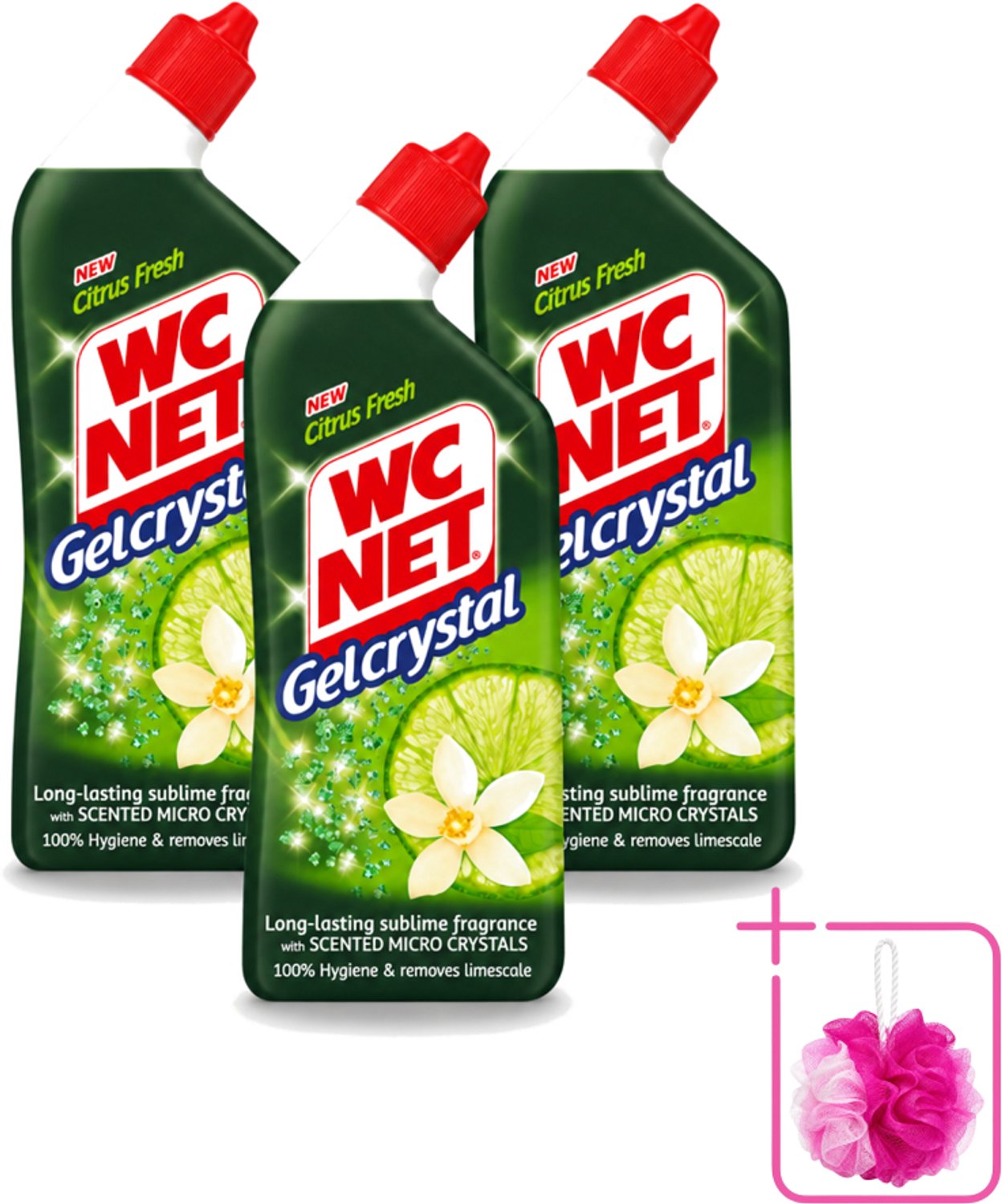 3 x WC Net - Toiletreiniger - Gel - Citrusgeur - Ontkalkt - 750ml - Bulkverpakking - WC net gel - Douchemop - Toilet reiniger