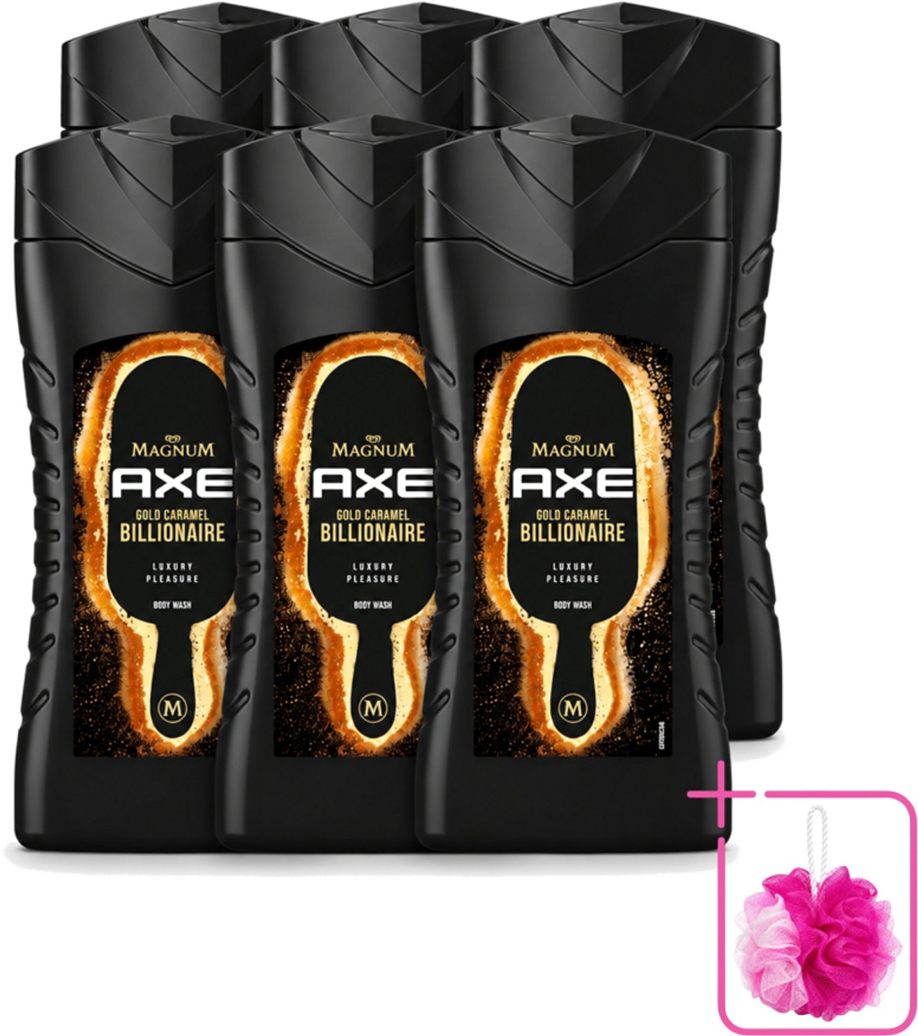 6 x Axe X Magnum - Douchegel - Gold Caramel Billionaire - 250 ml - Bulkverpakking - Douchegel - Douchemop - Lichaam