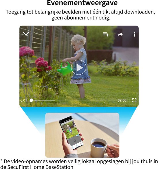 SecuFirst Pro CAM219Z Batterij camera met zonnepaneel - 64GB opslag Dome zwart - IP Camera draai- en kantelbaar voor buiten – 3K resolutie — afbeelding 4