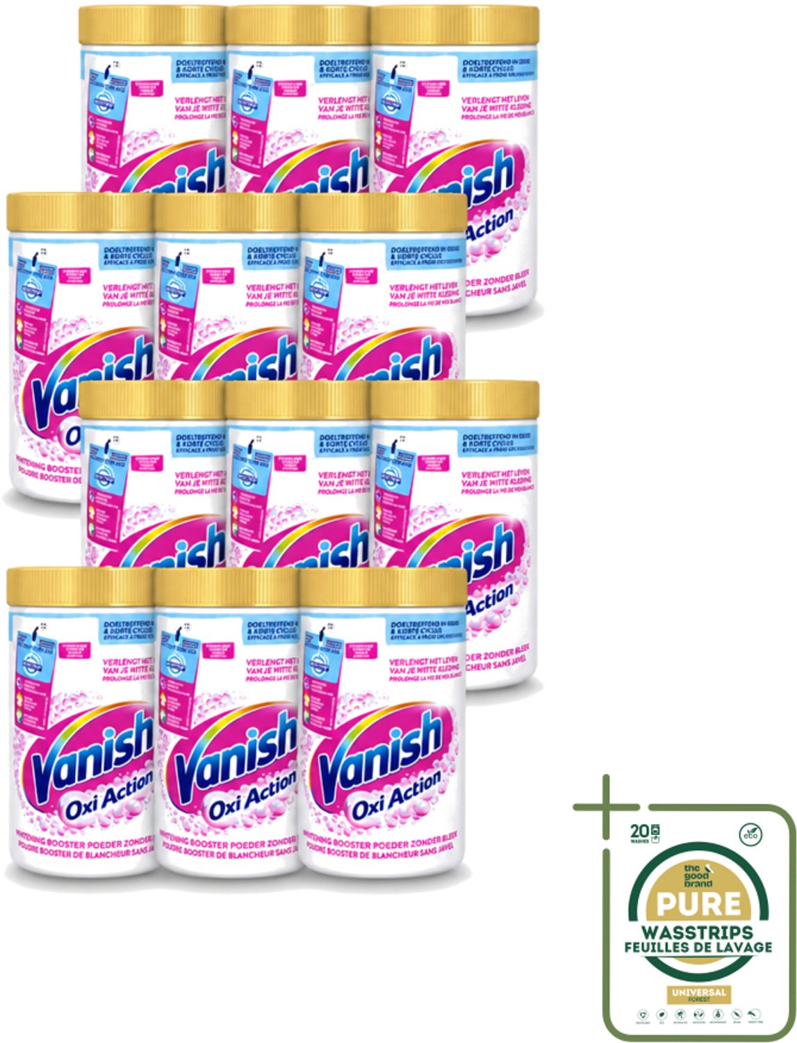 12 x Vanish Oxi Action - Vlekkenverwijderaar Poeder - Zonder Bleek - Witte Was - 1.5 Kg - Wasstrips - Vlekkenverwijderaar - Witte Was - Bleekvrije Was - Wasmiddel - Kleding Reinigen