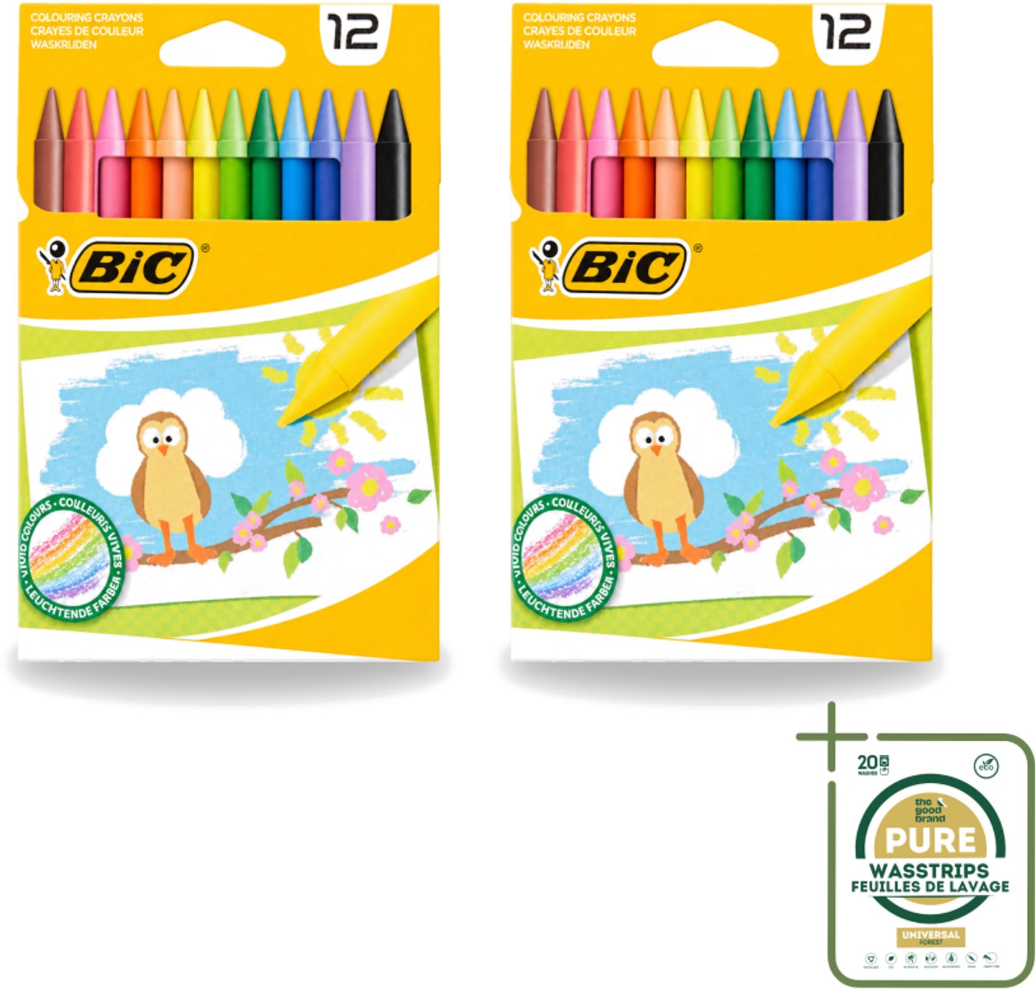 2 x BIC - Waskrijt - Diverse Kleuren - 12 Krijtjes - Wasstrips - Waskrijt - Kleurkrijt - Creatief Schrijven - Tekenen - Kleurrijke Krijtjes