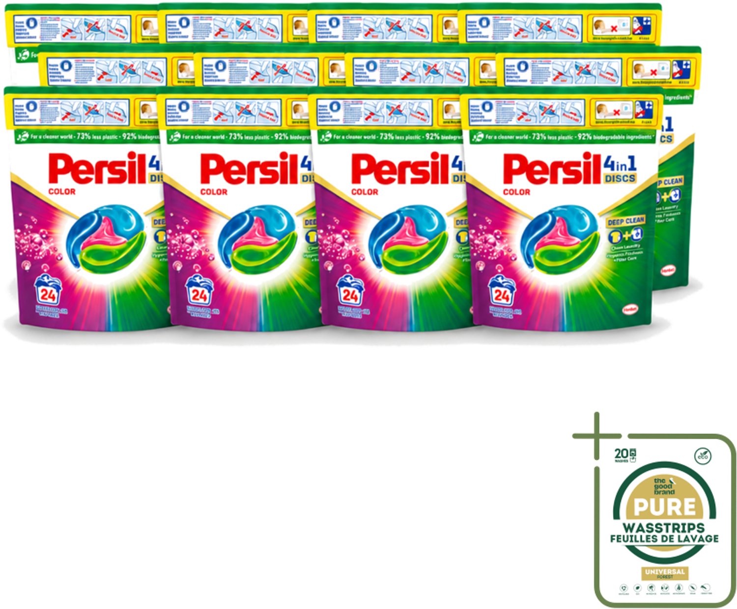 12 x Persil - Wasmiddelcapsules - 4-In-1 Discs - Gekleurde Was - 24 Wasbeurten - Wasstrips - Persil 4-in-1 Discs Color - Gekleurde Was - Wasmachine - Vlekverwijdering - Frisse Was