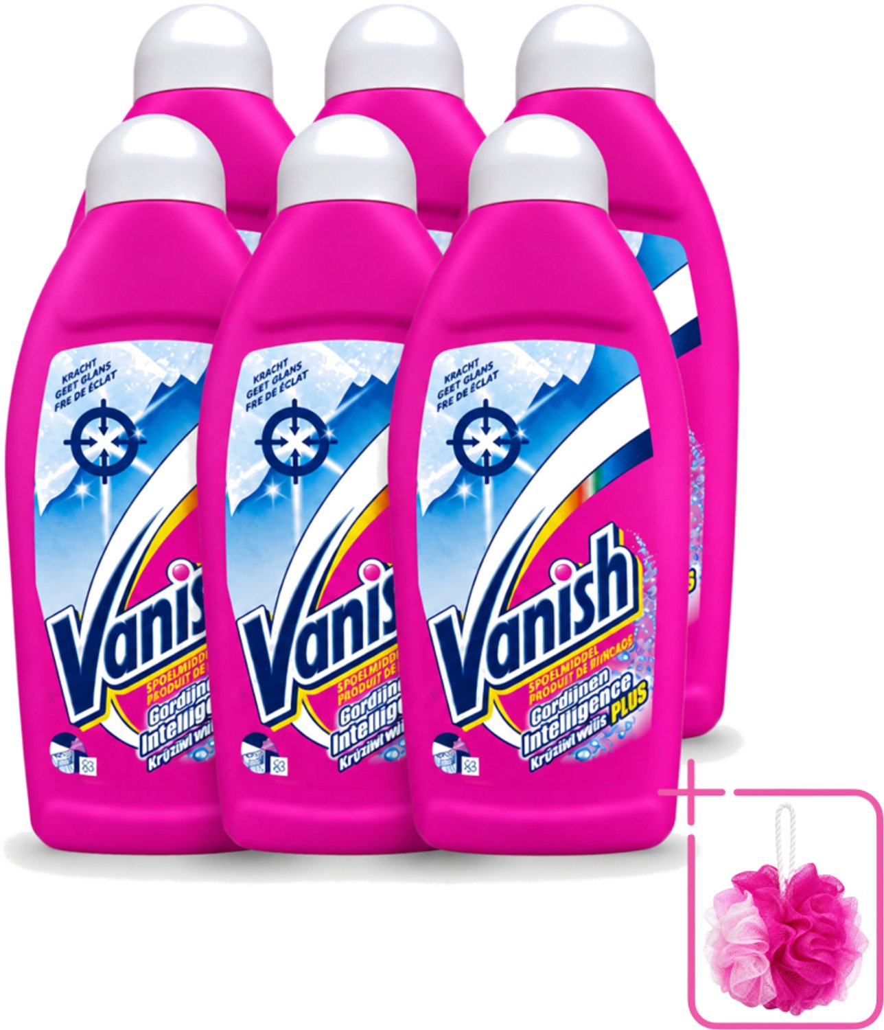 6 x Vanish Gordijnen - Kristalwit - Wasmiddel - Zonder Chloor - Witte Was - 500 ml - Bulkverpakking - Gordijnen reinigen - Douchemop - Witte gordijnen