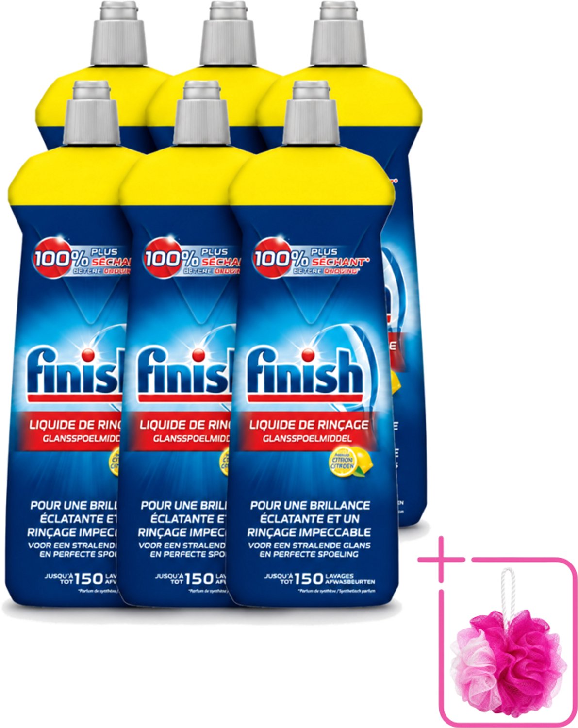 6 x Finish – Glansspoelmiddel – Citroen – 800 ml - Bulkverpakking - Glansspoelmiddel citroen - Glansspoelmiddel