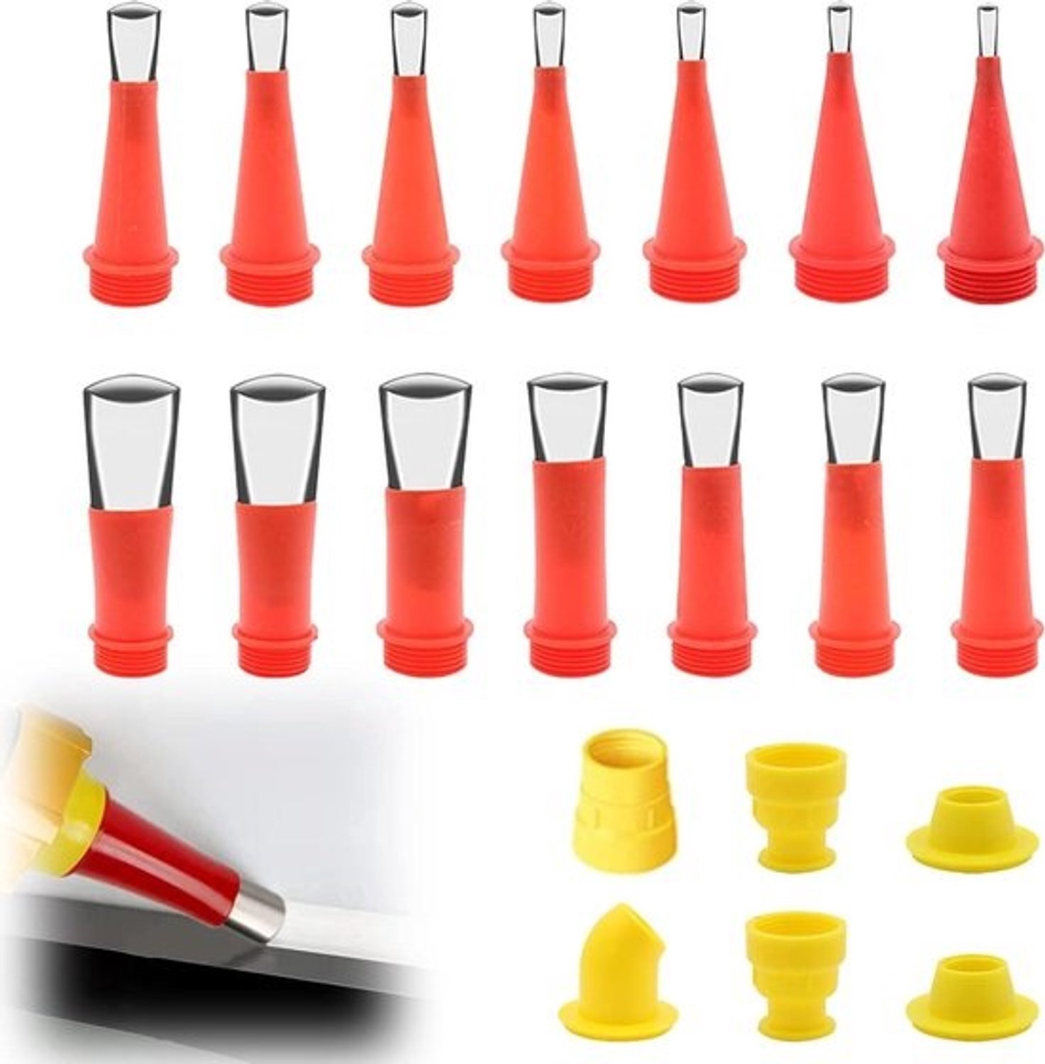 Kit Mondstuk Set - Afwerkingsgereedschap - Voegen Afwerken - 20 Delig Universeel - Diverse Maten - Rood