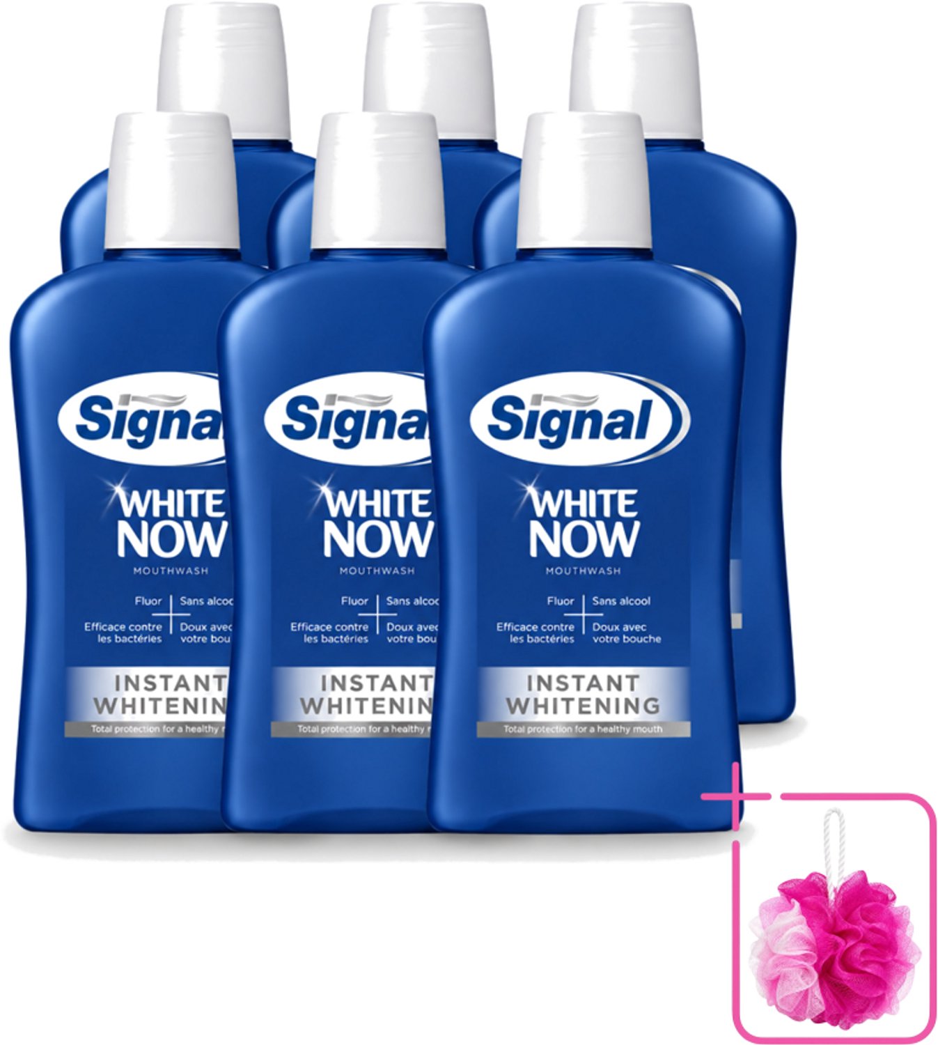 6 x Signal - White Now - Mondwater - 0 % Alcohol - 500 ml - Bulkverpakking - Mondwater - Douchemop - Mondverzorging