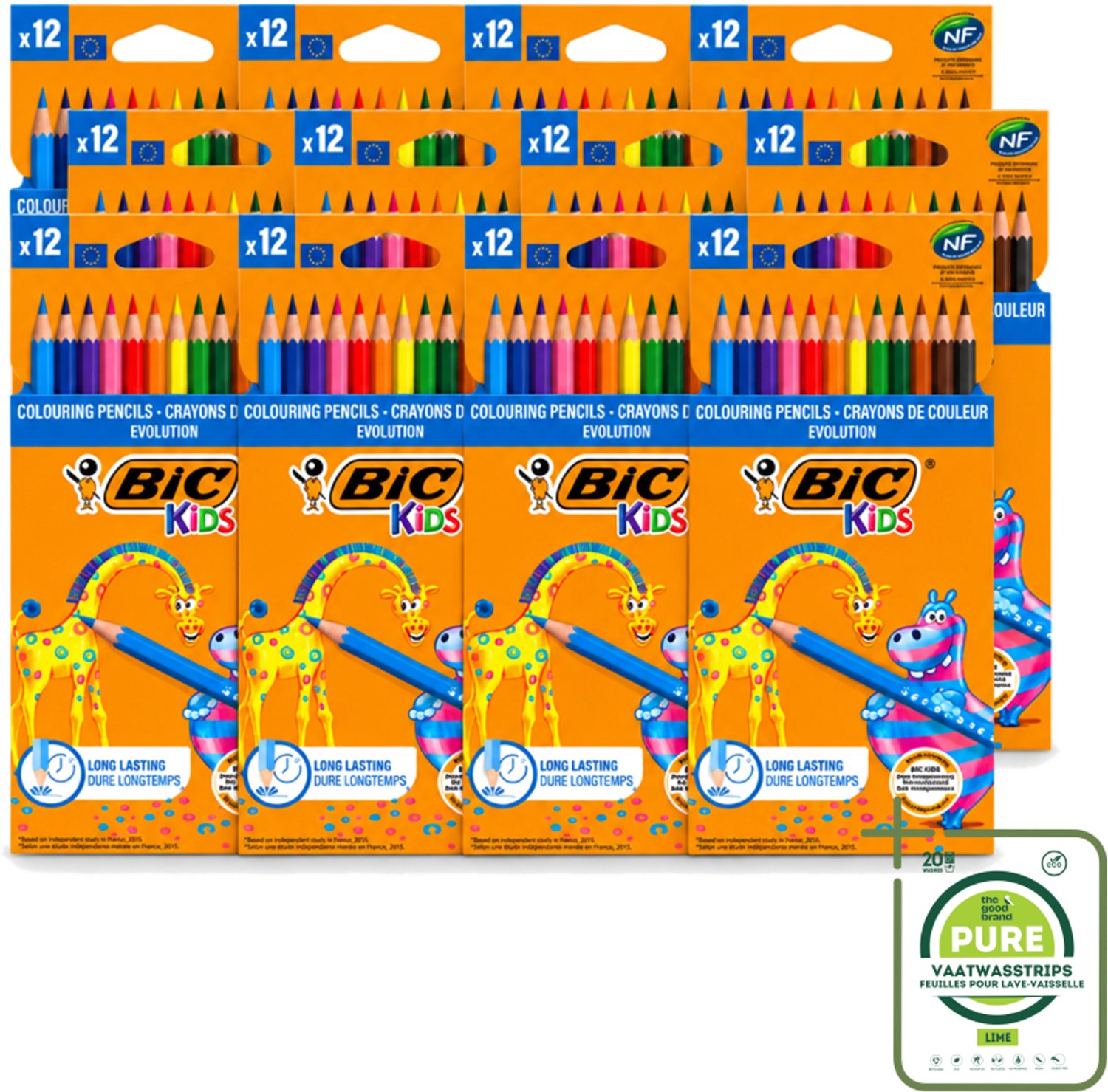 12 x Bic Kids - Kleurpotloden - Diverse Kleuren - Evolution - 12 Potloden - Grootverpakking - Kleurpotloden Voor Kinderen - Kleurpotloden Evolution - Kleurpotloden Voor Jonge Kunstenaars - Duurzaam Tekenen - Creatieve Potloden
