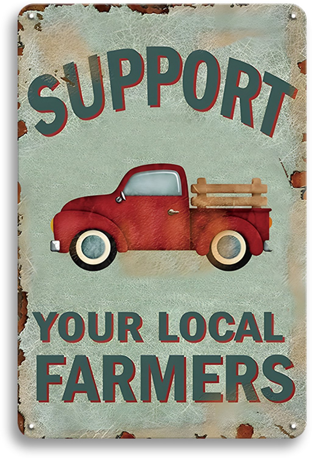 Support Your Local Farmers Metalen Wandbord 30x20cm – Boerderij Tekstbord – Vintage Retro Wanddecoratie – Boer Landelijk Schuur Decoratie