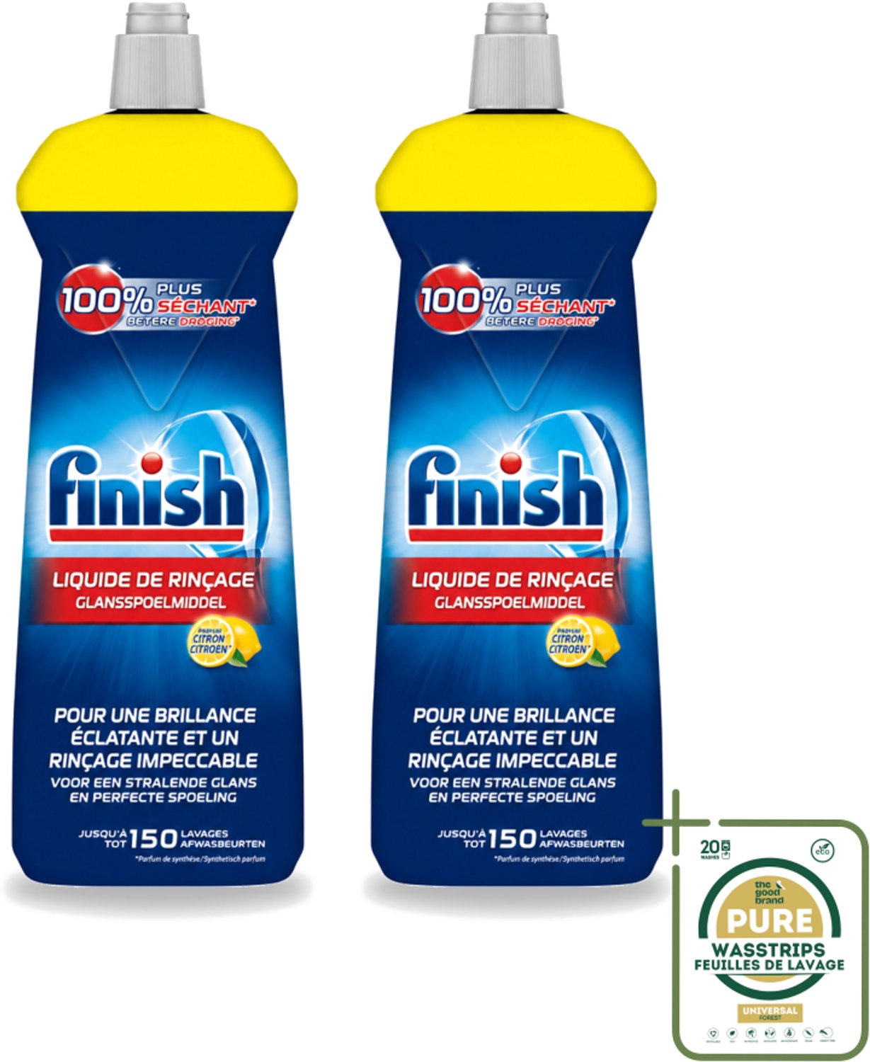 2 x Finish – Glansspoelmiddel – Citroen – 800 ml - Glansspoelmiddel Citroen - Glansspoelmiddel - Vaatwasser - Glans - Droogresultaat