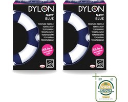 2 x Dylon - Textielverf - Navy Blue - All-in-One - Inclusief Zout - 350g - Wasstrips - Textielverf - Kleding Verven - Kleurstof - Katoen Verven - Stof Verven