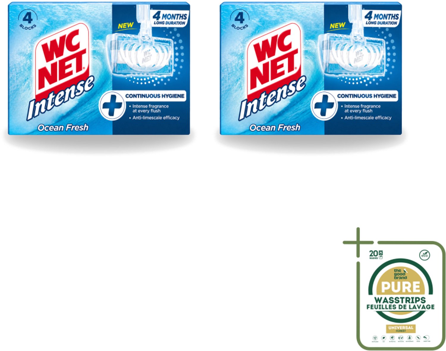 2 x WC Net - Toiletblok - Ocean Fresh - 4 Blokjes - Wasstrips - Toiletblok - Zuurstof - Oceaangeur - Kalkaanslag - Hygiëne