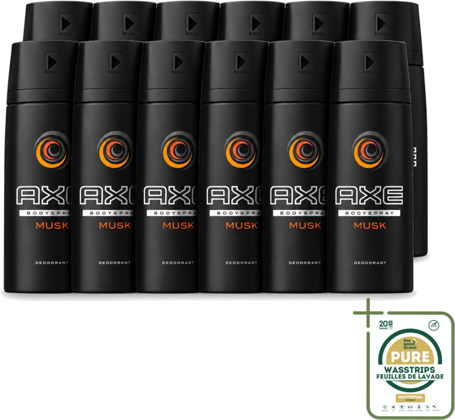 12 x Axe - Deodorant Bodyspray - Musk - 150 ml - Wasstrips - Axe Musk Bodyspray - Deodorant Voor Mannen - Frisheid - Geur - Huidbescherming
