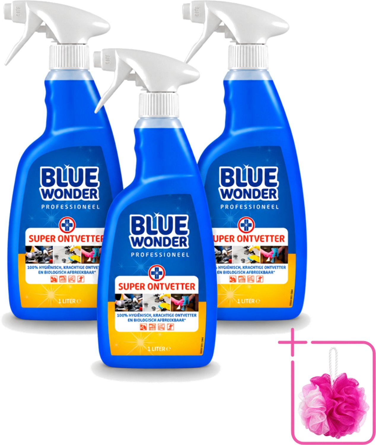 3 x Blue Wonder - Professioneel Superontvetter - Spray - Krachtige Ontvetter - 1 Liter - Bulkverpakking - Ontvettingsmiddel - Superontvetter