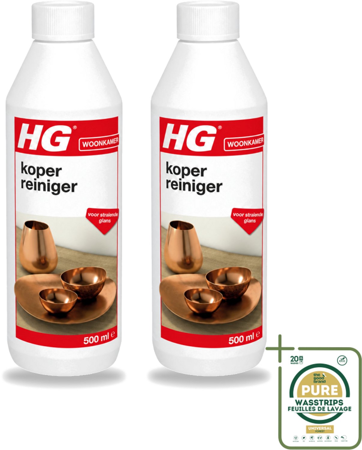 2 x HG - Koper Reiniger - Voor Stralende Glans - 500 ml - Koper Reinigen - Koper Glans - Messing Reinigen - Bronzen Reinigen - Koper Oplossing