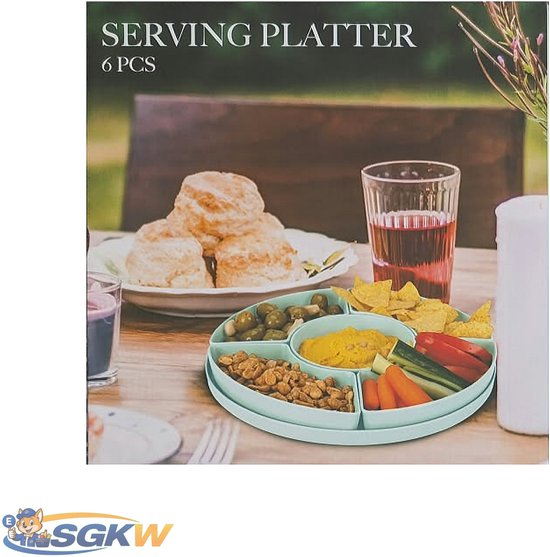 Tapas serveerschalen melamine 29cm rond - 6-delig - Groen