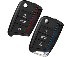 Car Key Case Key Cover Compatible with VW Golf 7 Key Case Cover Yosemy 3 Keys Car Key Silicone Case 2 Pieces Red+Blue - ShopVlot