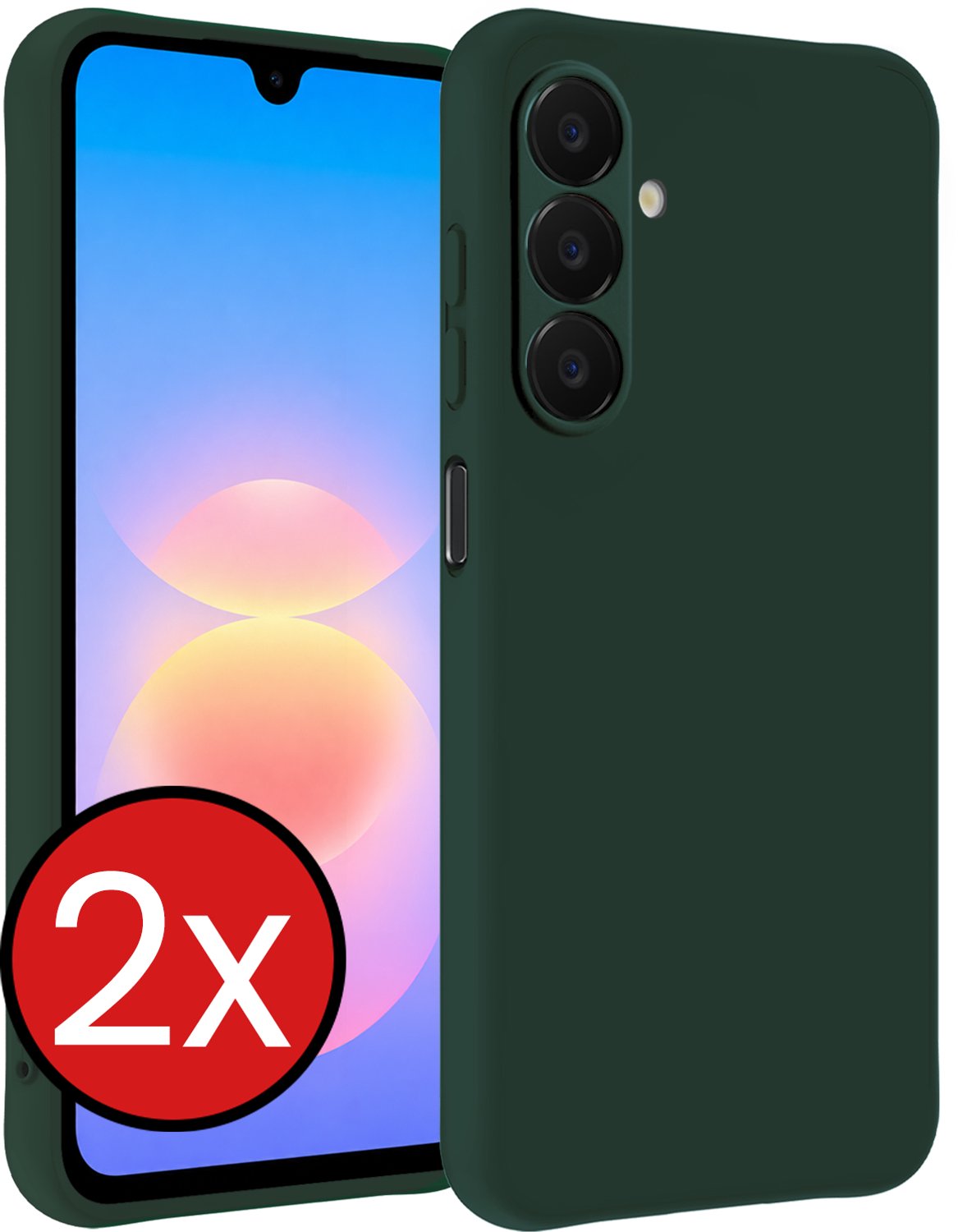 Hoesje - 2 Stuks - Geschikt voor Samsung Galaxy A18 - Sterk & Shockproof - Telefoonhoes - Back Cover - Case Siliconen - Telefoon Hoes - Donkergroen