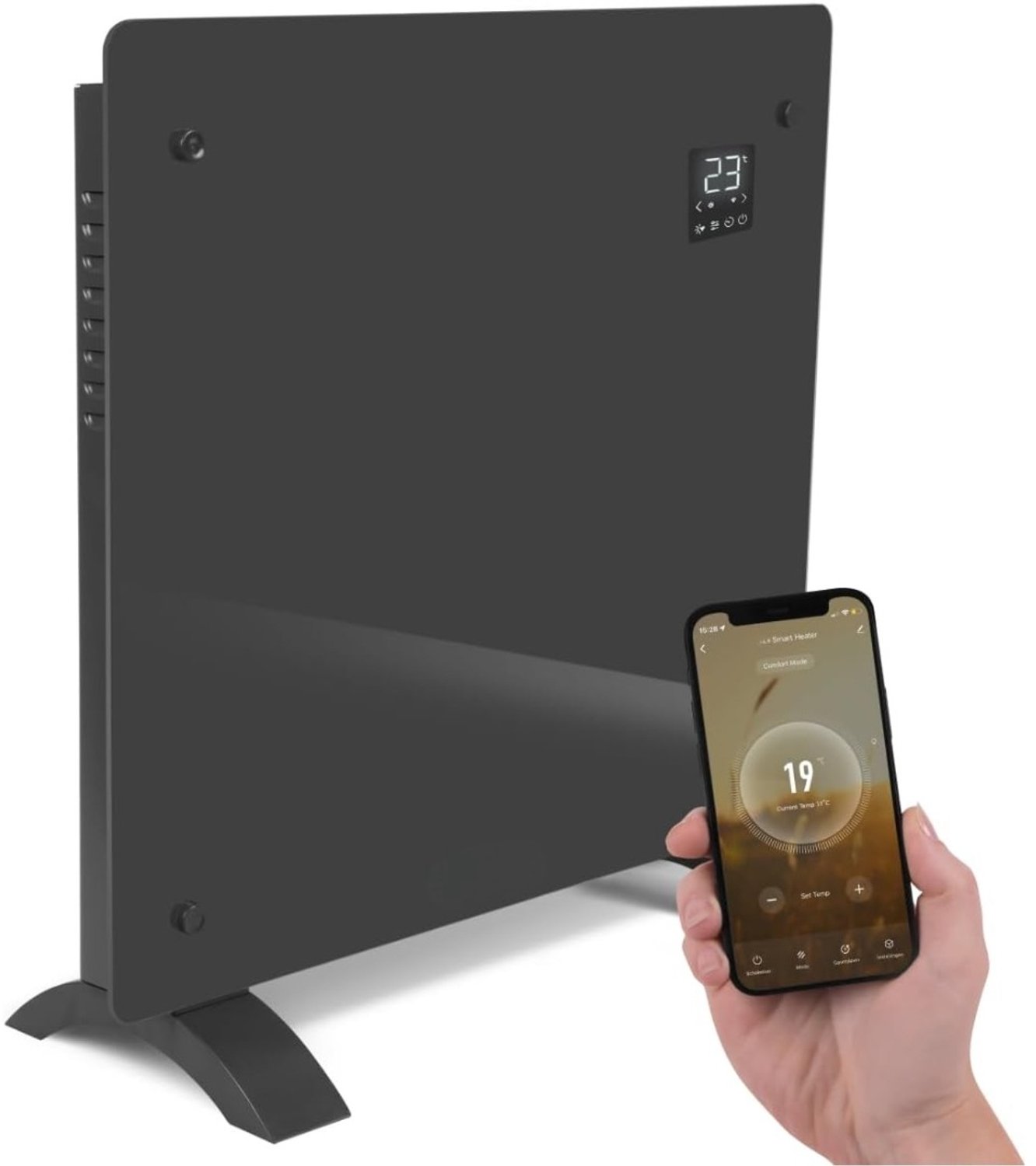 QEVA Paneelverwarming Elektrisch - Elektrische Radiator - Infrarood Paneel - Grijs - 8cm x 52cm x 47cm