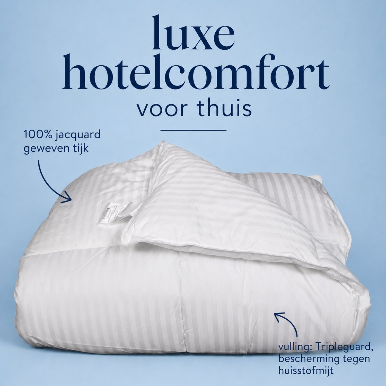 Queens Royal hotel dekbed - enkel - anti-allergeen - 100% katoenen tijk - All year - 240x220 cm