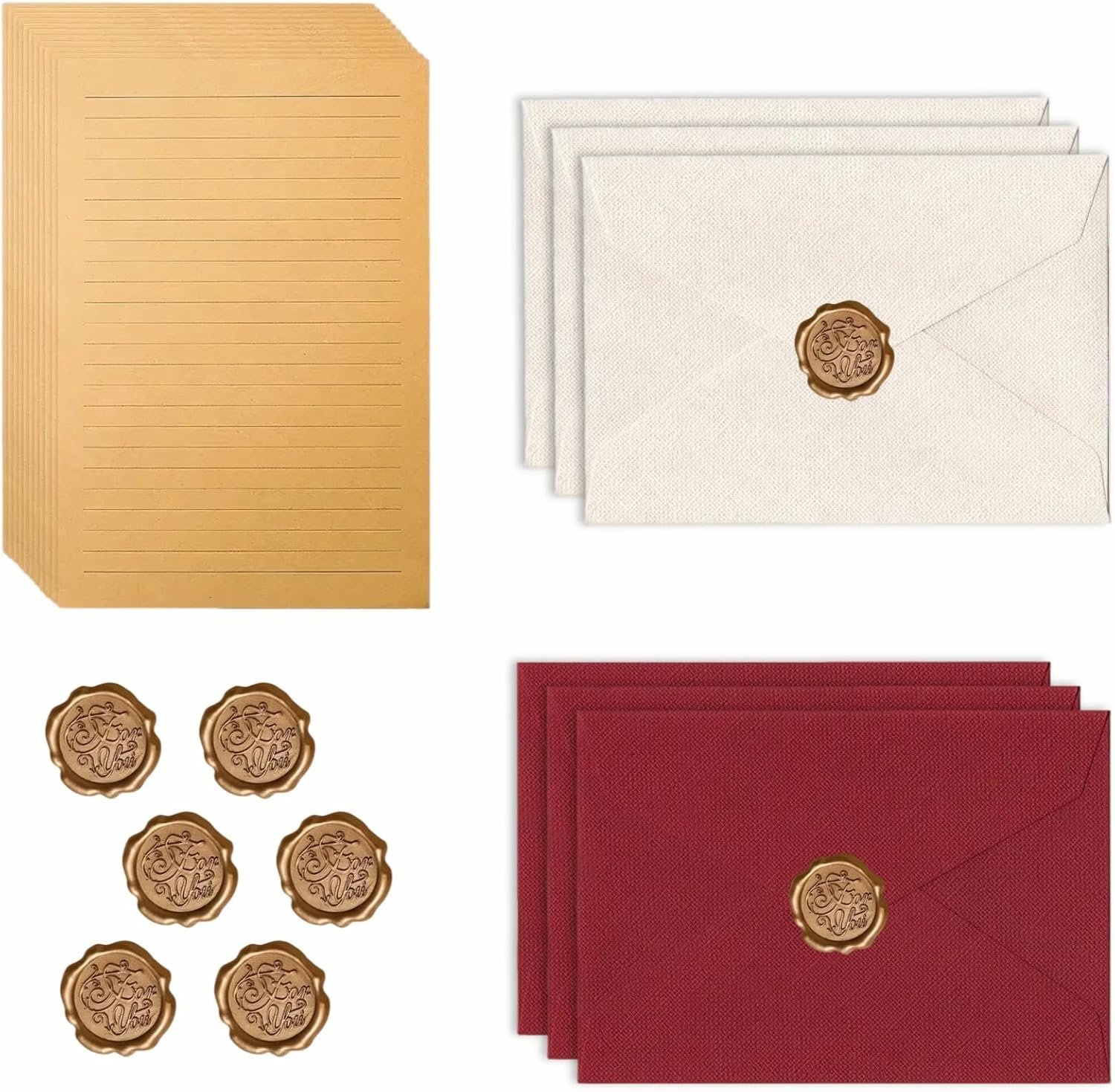 Briefpapier gelinieerd met enveloppen - 22 vintage ontwerpen - met waszegel - perfect voor persoonlijke brieven - ShopVlot