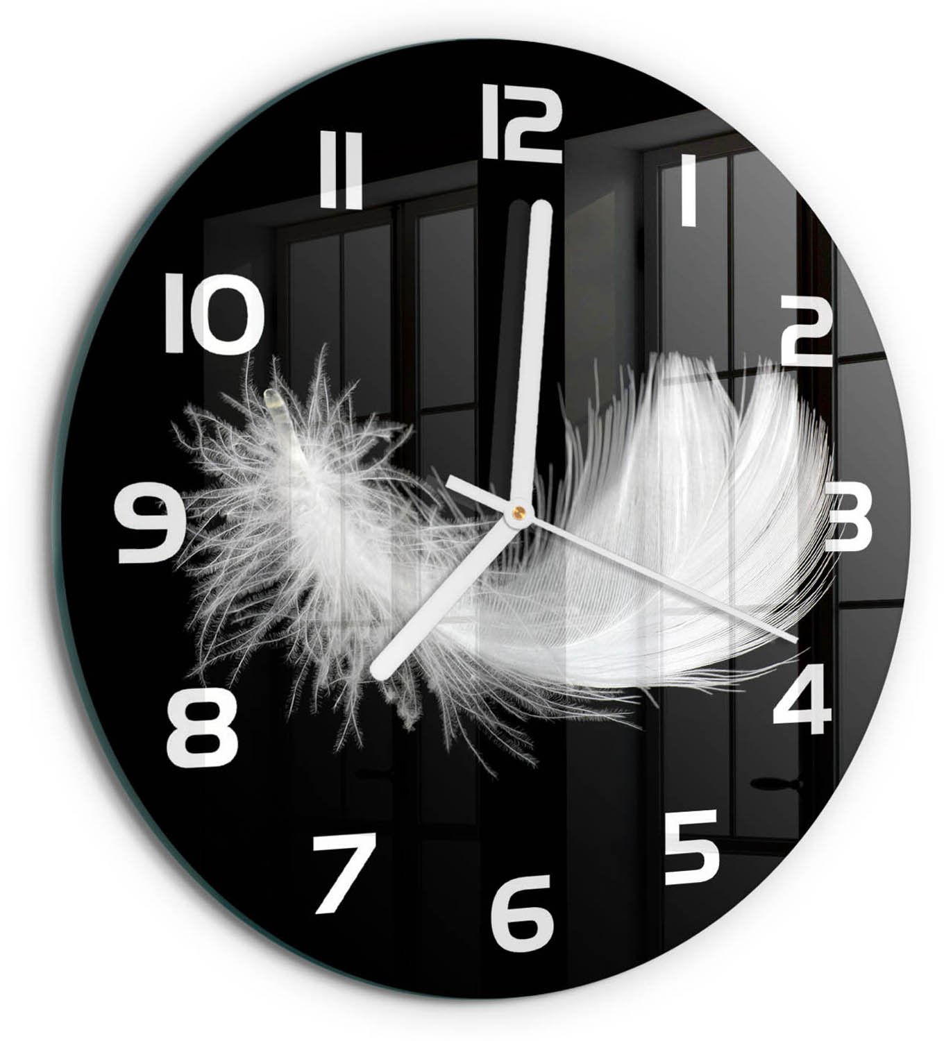TULUP Wandklok - Pen Gekleurde Glazen Klok - fi30 cm - Wit Glazen Klok Met Print - Witte handen - Ronde Klok - Moderne Wandklok Glas - Wandklok Glas Decoratie