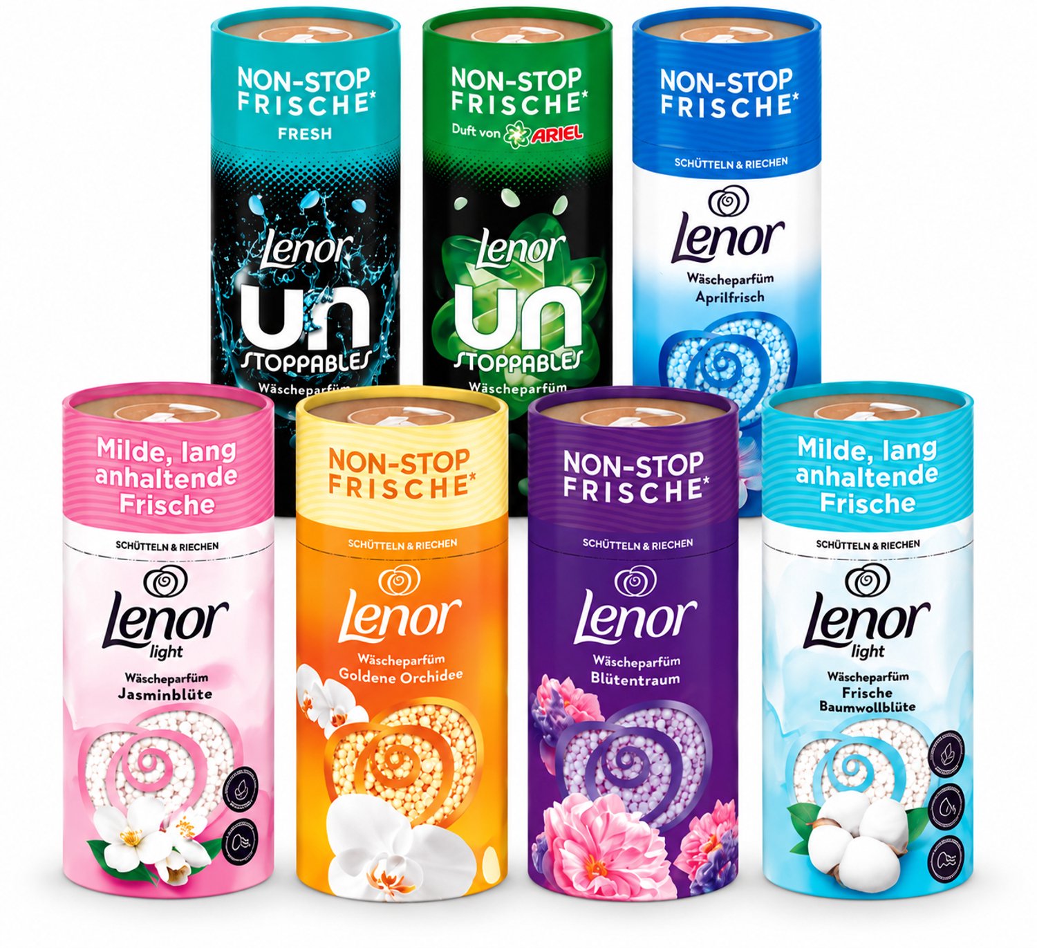 Lenor Unstoppables Wasparfum Geurparels – 7 x 155g – Diverse Geuren – Langdurige Frisheid
