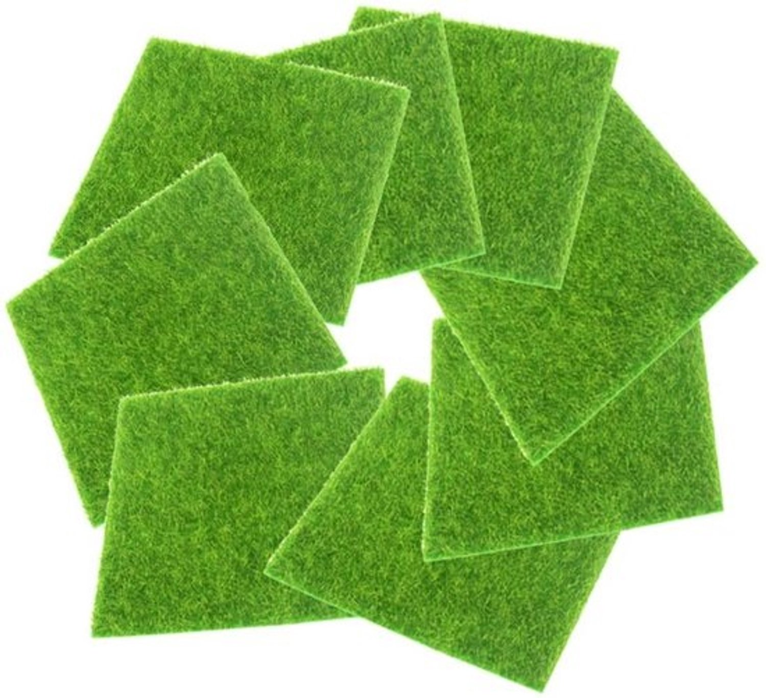 Kunstgras Matten - Miniatuur Gras - Landschap Decoratie - Zelfklevend - 15x15cm - Groen