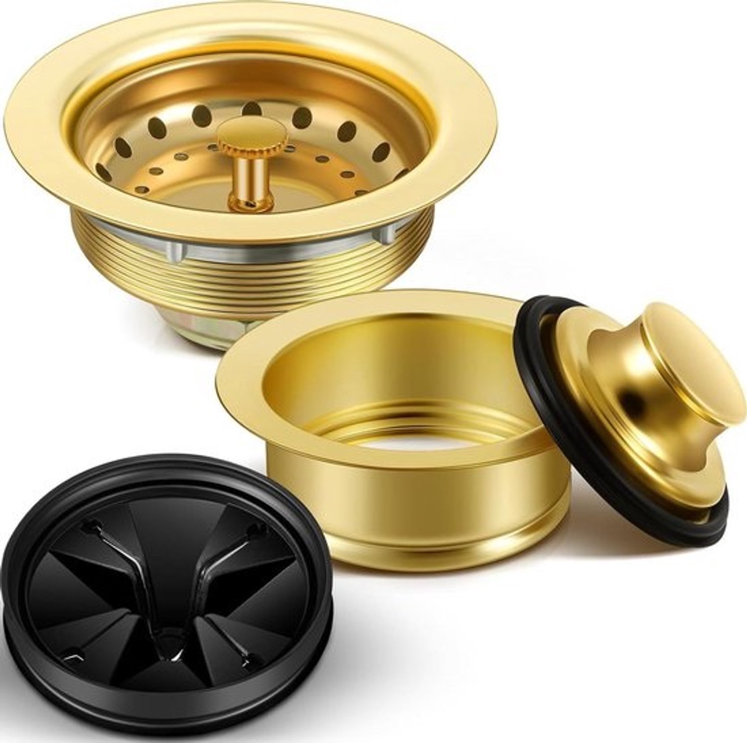 Gootsteen Afvoer Set - Spoelbak Accessoires - Keuken Afvoer Reparatie - Roestvrij Staal - 3-1/2 Inch - Goud