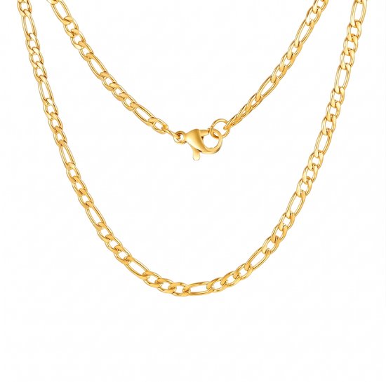 Gouden Figaro ketting met een karabijnsluiting en klassieke schakels.
