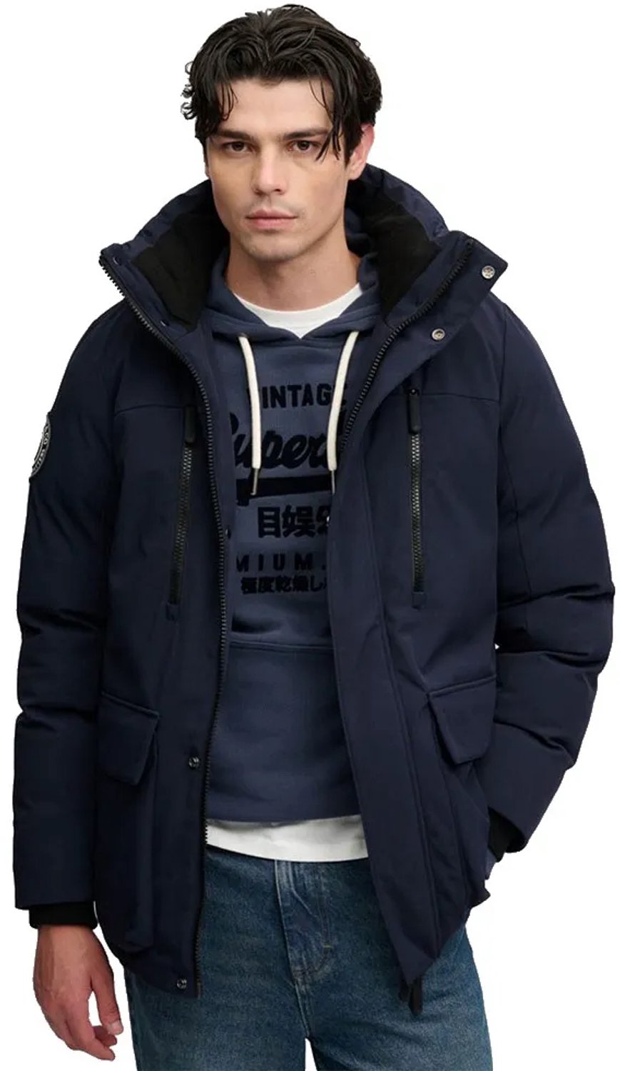 Superdry City Parka Jas Heren Gewatteerde jassen Marineblauw