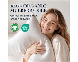 RENESSY Premium Silk Pillowcase 100% Organic Mulberry Silk, 22 Momme, Grade 6A - Oeko-Tex Certified in Germany - Luxury for Hair & Skin, 1 Piece (50x7